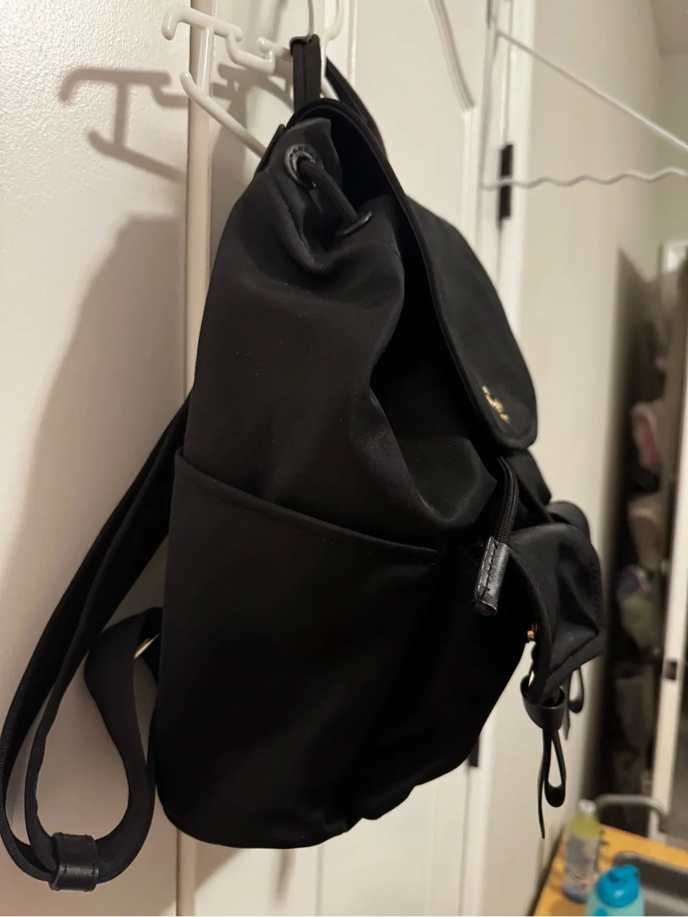 kate spade black nylon flap backpack
